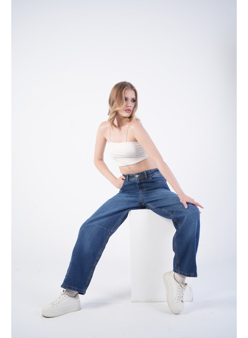 AMICI Mid-waist Navy blue baggy jeans - Image 4